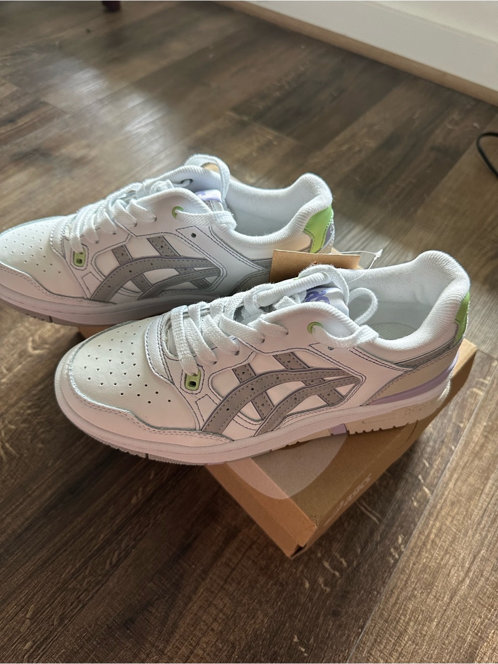 ASICS White Sneakers with Silver Logos & Lime Accents - Picture 2 of 11
